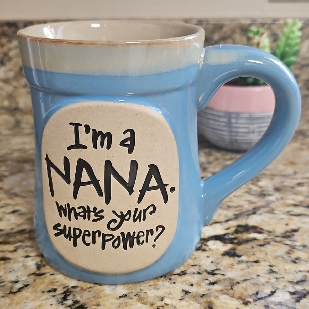 Blue Ceramic Mug 18oz I'm a Nana. What's Your Superpower?